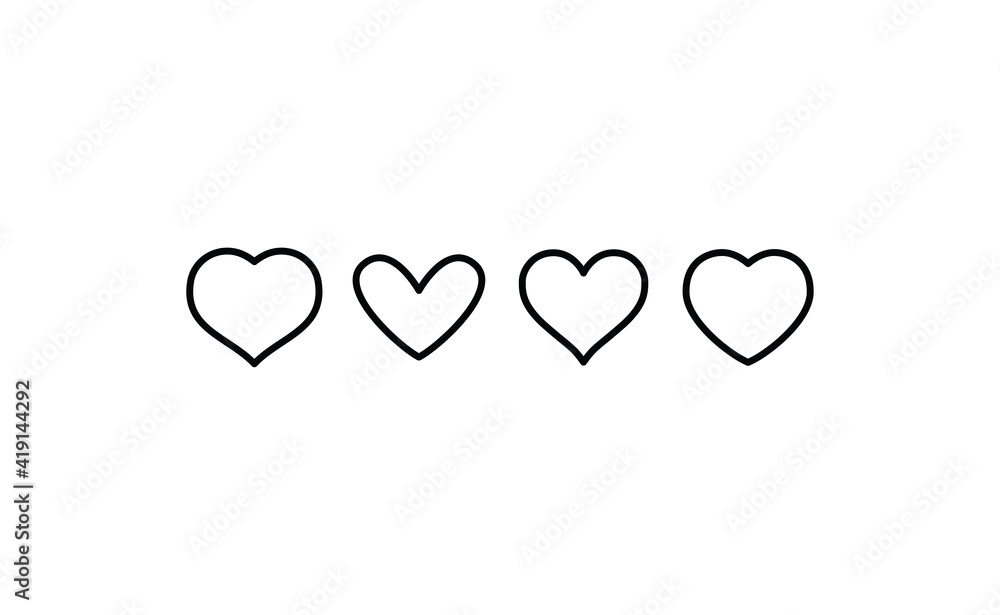 Heart linear icon. Valentine's day symbol. Hearts vector collection.