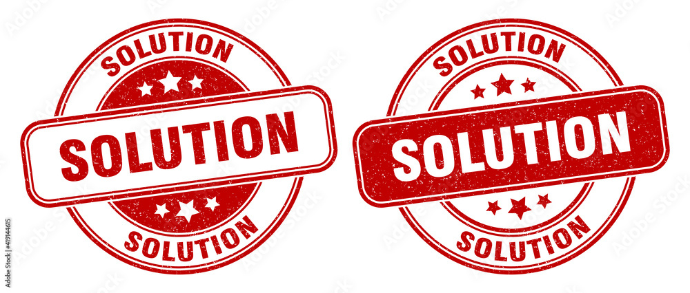 solution stamp. solution label. round grunge sign solution stamp. solution label. round grunge sign