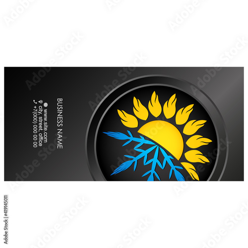 Air conditioning heat and cooling stylish business card concept