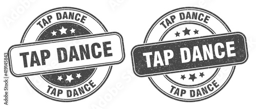 tap dance stamp. tap dance label. round grunge sign