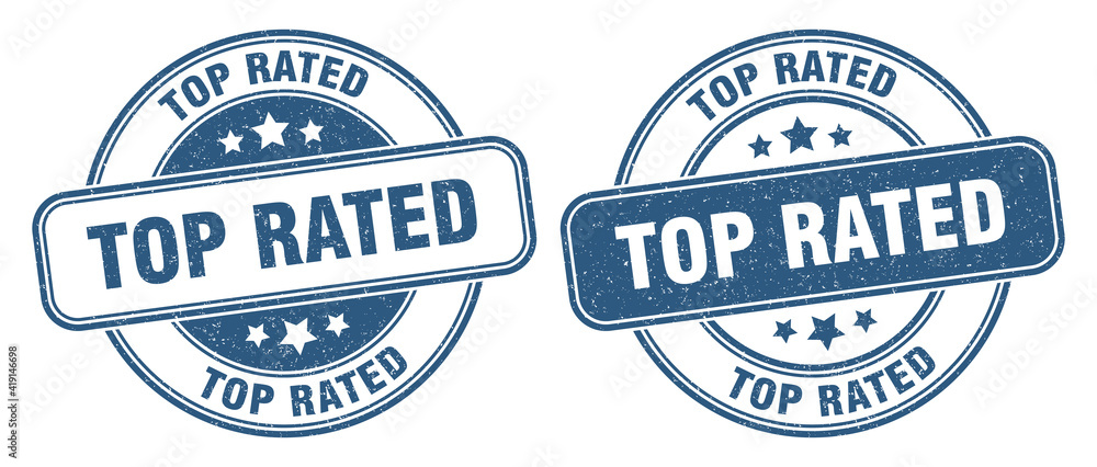 Obraz premium top rated stamp. top rated label. round grunge sign