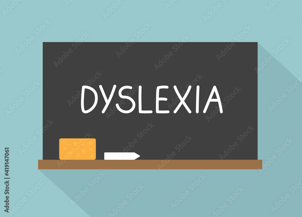 dyslexia word written on school chalkboard- vector illustration dyslexia word written on school chalkboard- vector illustration