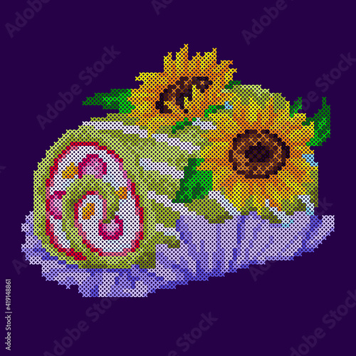 vector art embroidery fruit roll-up