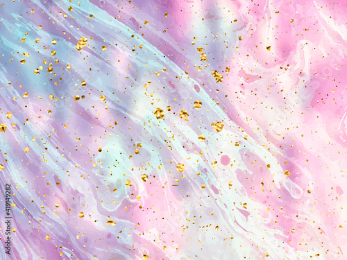 Liquid gold rose marble canvas abstract painting background with gold splatter and stripes texture. Vector