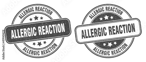 allergic reaction stamp. allergic reaction label. round grunge sign
