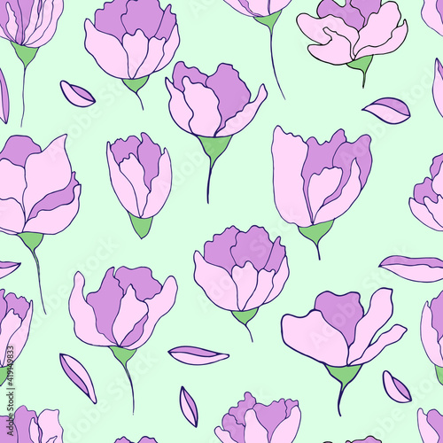 vector seamless pattern flower buds