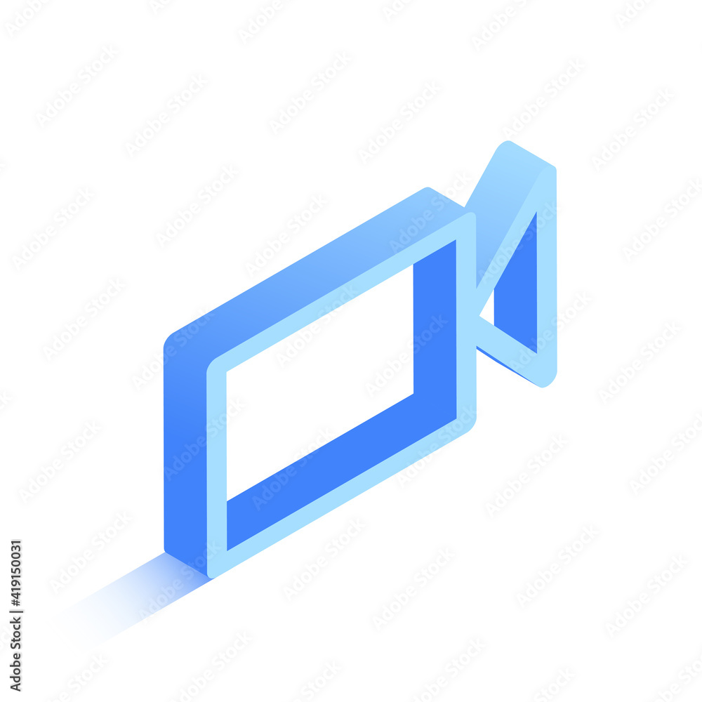 3d video camera icon with shadow.Vector illustration in isometric style. Eps 10 template. 3d video camera icon with shadow.Vector illustration in isometric style. Eps 10 template.