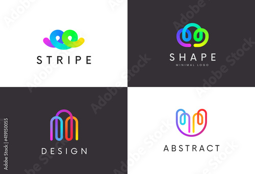 Set of abstract spiral gradient logo signs. Modern Logotype Abstraction.