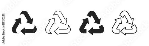 Set of recycle icon signs. Collection of Recycling symbols. Eco mark.
