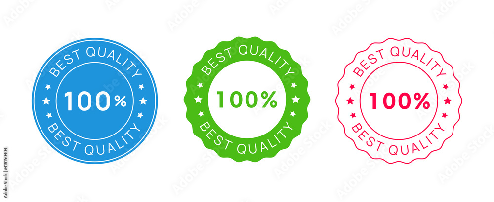 Set of Best Quality Stamp Icon Signs. Vector Premium Product Emblem.