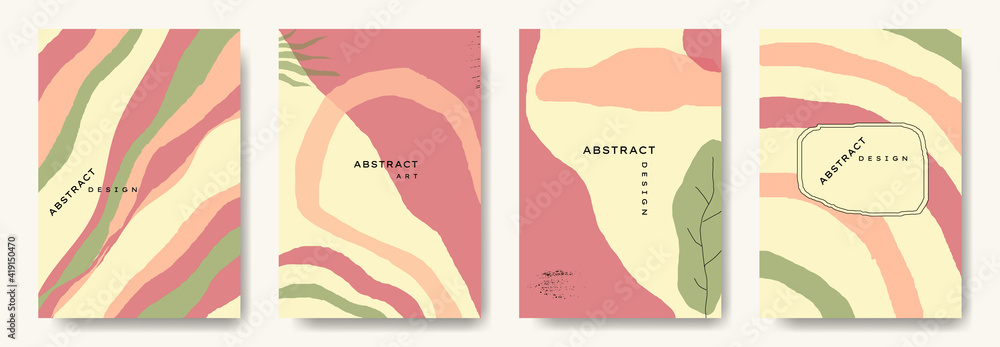 Abstract vintage background with leaf pattern and various shapes set up. Ideal for cover, poster, business card, flyer, brochure,magazine first page,social media and other. illustration vector eps 10