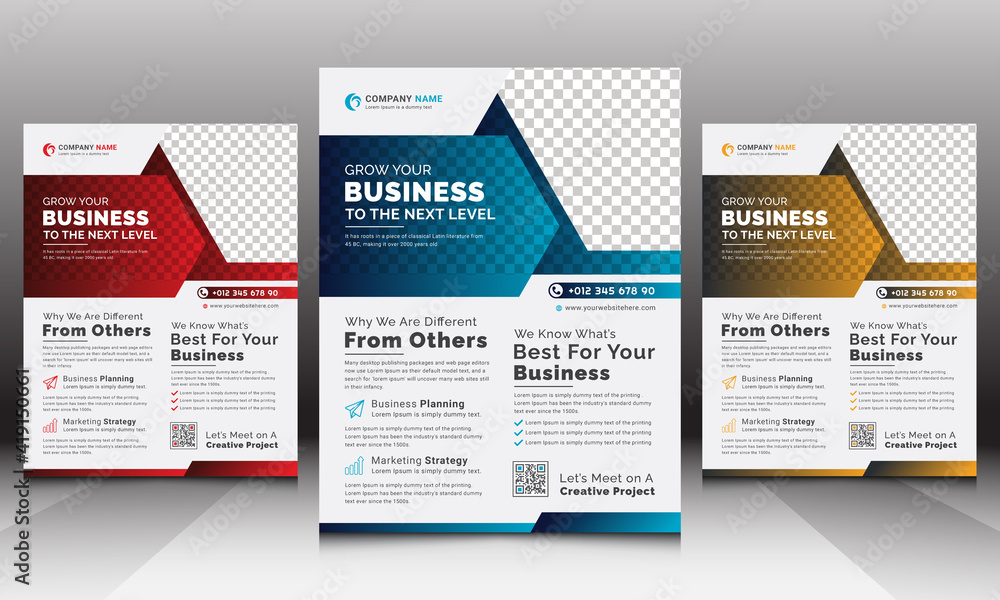 Corporate Flyer Template with Red Blue and Yellow Colors