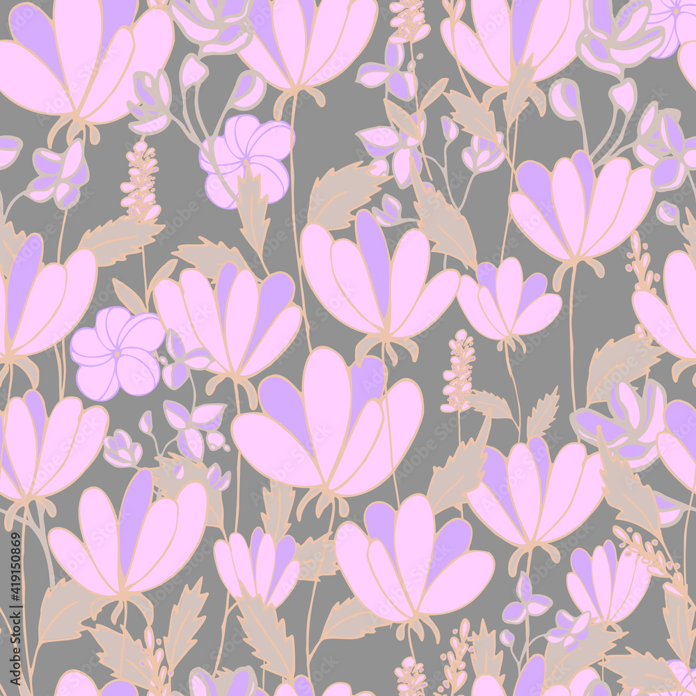 seamless pattern flowers on background seamless pattern flowers on background