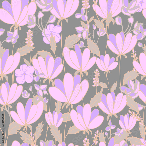 seamless pattern flowers on background