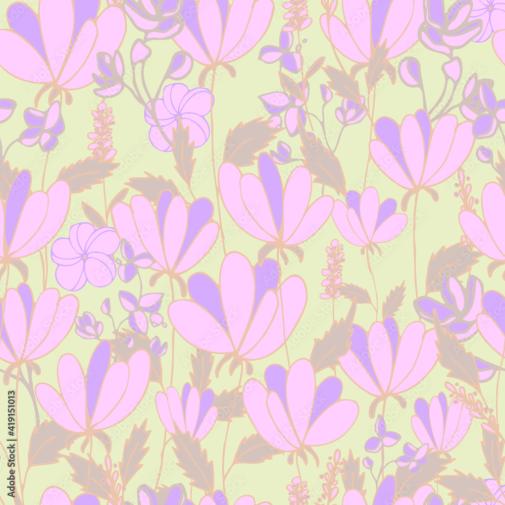 seamless pattern flowers on background seamless pattern flowers on background
