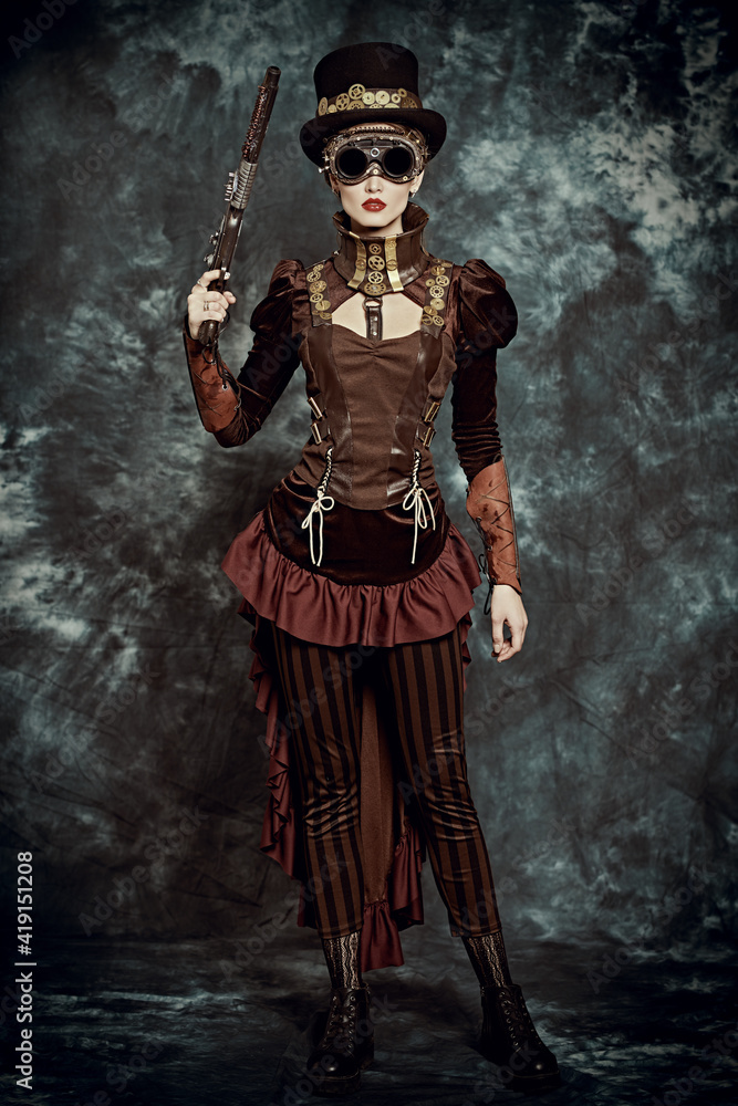 steampunk costume for woman Stock Photo