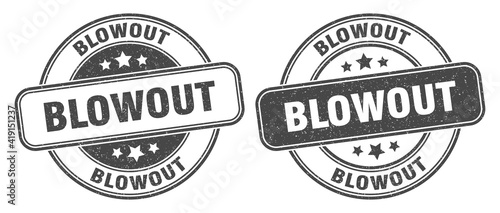 blowout stamp. blowout label. round grunge sign