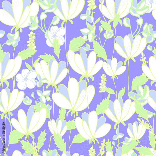  seamless pattern flowers on background