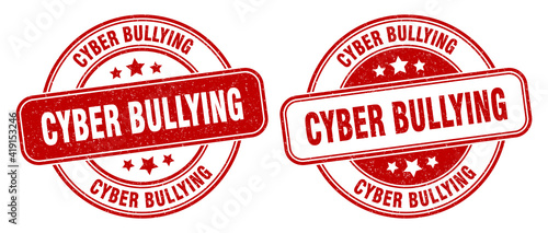 cyber bullying stamp. cyber bullying label. round grunge sign