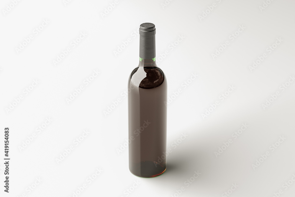 Red wine bottle 750ml mock up on white background. Red wine bottle 750ml mock up on white background.