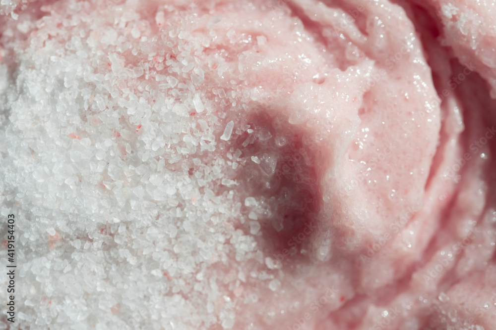Fototapeta premium close up macro texture of bath salt and scrub cream