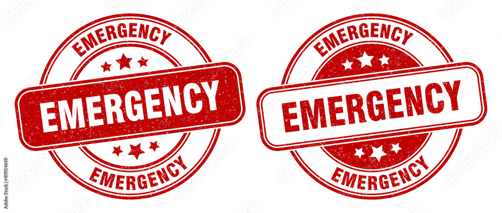 emergency stamp. emergency label. round grunge sign emergency stamp. emergency label. round grunge sign