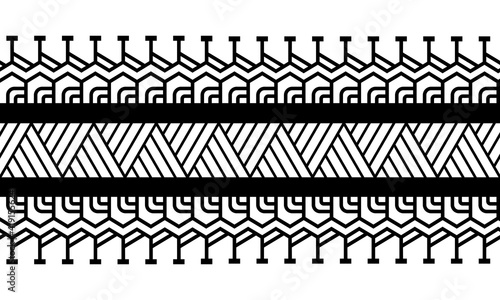 Maori polynesian tattoo bracelet. Tribal sleeve seamless pattern vector. Samoan border tattoo design fore arm or foot. Armband tattoo tribal. band fabric seamless ornament isolated on white background