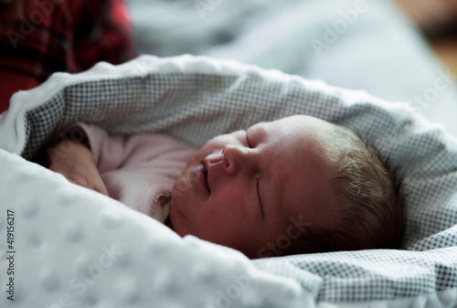 Sleeping newborn baby, Piotrkow Trybunalski, Lodz Voivodeship, Poland