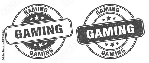 gaming stamp. gaming label. round grunge sign