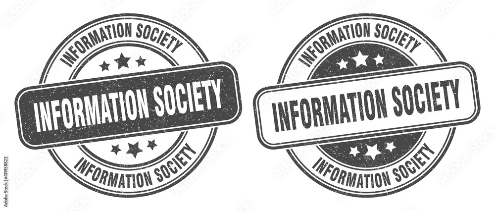 information society stamp. information society label. round grunge sign