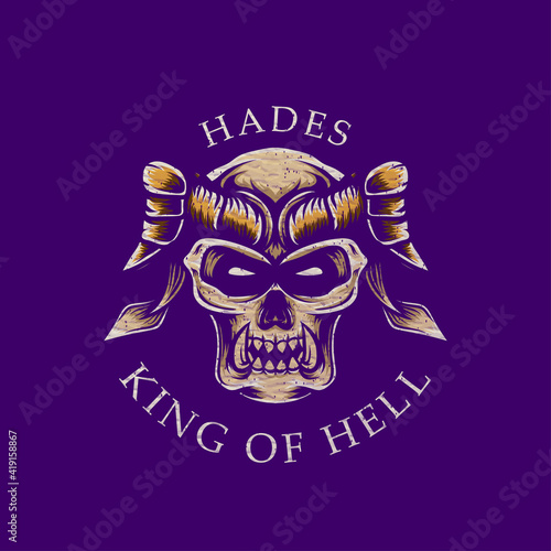 illustration hades king of hell in retro design
