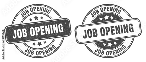 job opening stamp. job opening label. round grunge sign