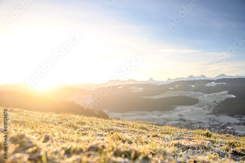 sunrise in Emmental with Bernese Alps