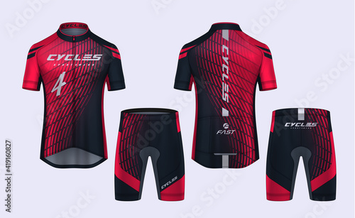 Cycling Jerseys mockup,t-shirt sport design template,uniform for bicycle apparel.