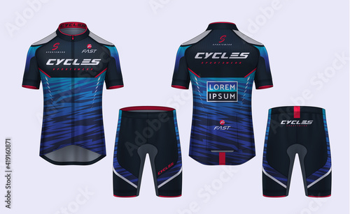 Cycling Jerseys mockup,t-shirt sport design template,uniform for bicycle apparel.