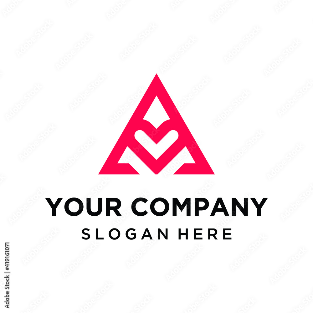 Letter A with heart logo vector Letter A with heart logo vector