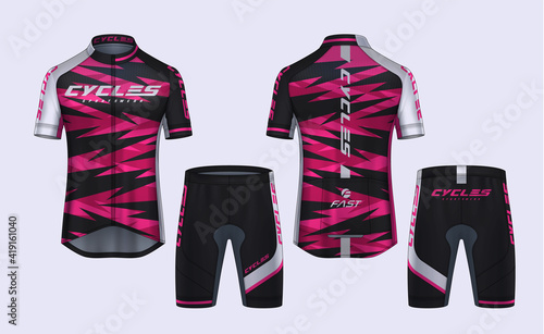 Cycling Jerseys mockup,t-shirt sport design template,uniform for bicycle apparel.
