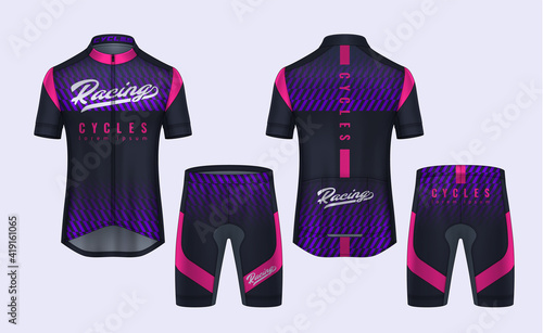 Cycling Jerseys mockup,t-shirt sport design template,uniform for bicycle apparel.