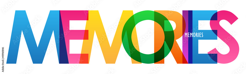 MEMORIES colorful vector typography banner isolated on white background ...