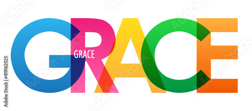 GRACE colorful vector typography banner isolated on white background