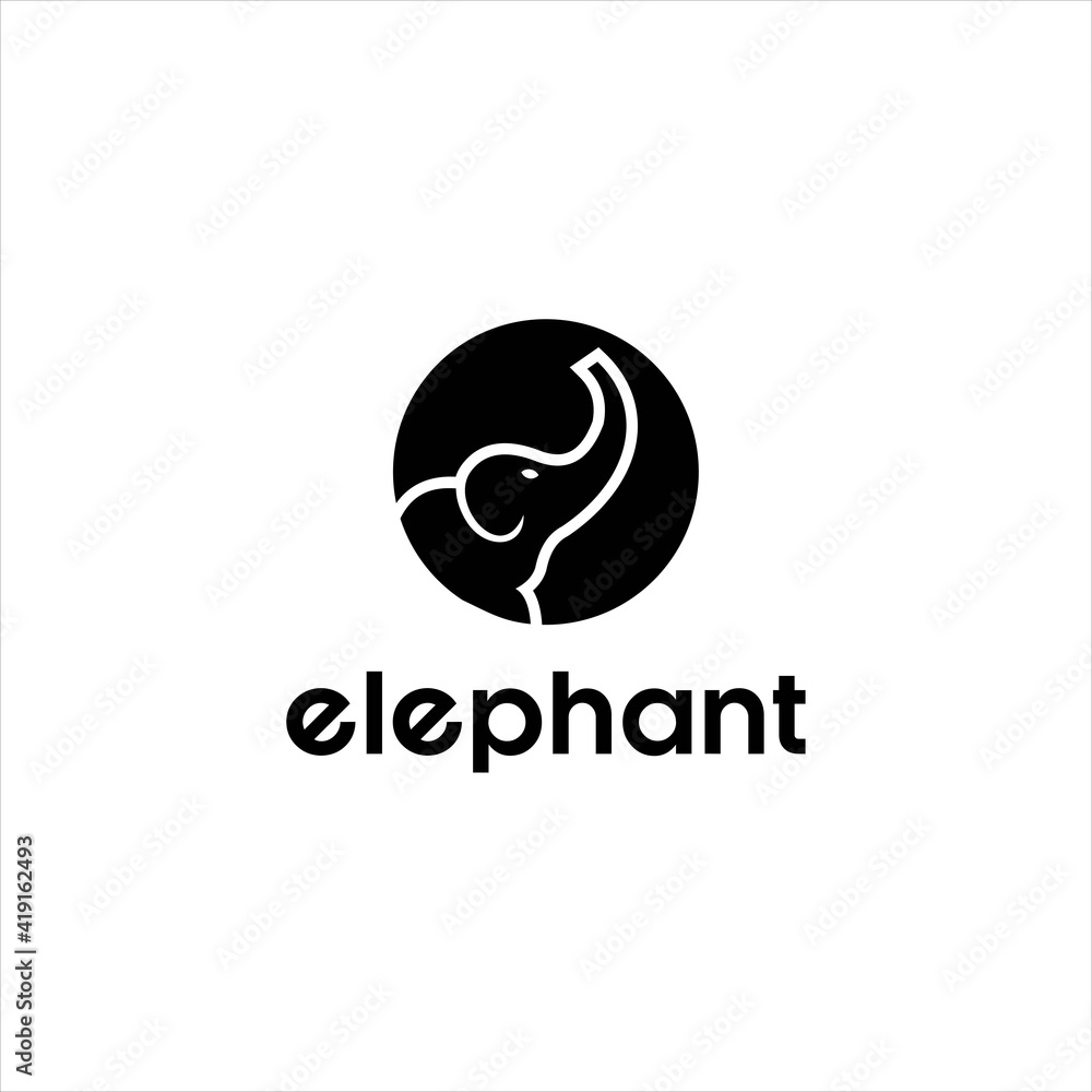 Elephant Logo Featuring Elephant Head and Trunk Elements for Wildlife and Safari Branding, Abstract Design with Mammoth and Ganesha Influence, Modern Minimalist Style for Nature and Zoo Elephant Logo Featuring Elephant Head and Trunk Elements for Wildlife and Safari Branding, Abstract Design with Mammoth and Ganesha Influence, Modern Minimalist Style for Nature and Zoo