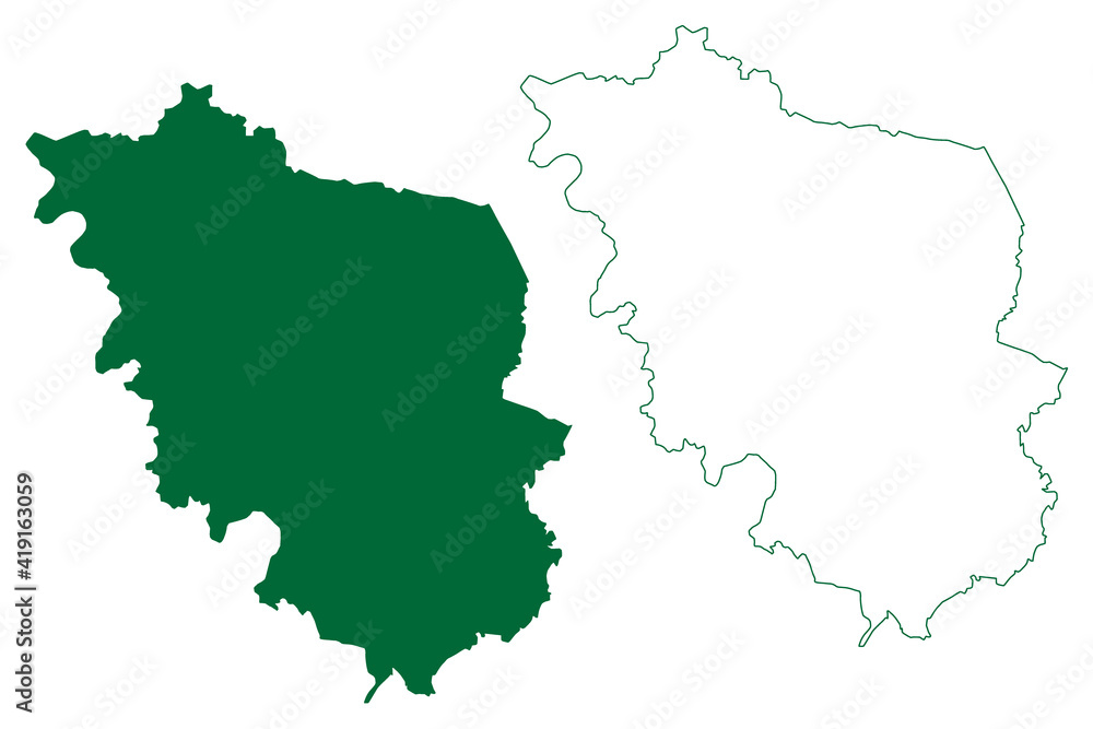 West Champaran district (Bihar State, Tirhut division, Republic of India) map vector illustration, scribble sketch West Champaran map