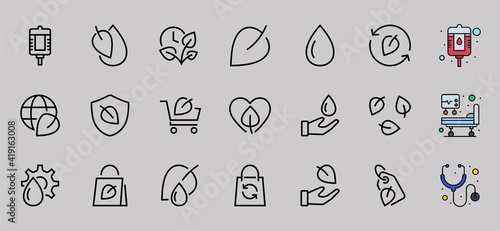 ECOLOGY Vector Line Icons Set, contains icons such as photosynthesis, environmental protection, eco-friendly packaging, growth time, editable stroke, Keep Ecology