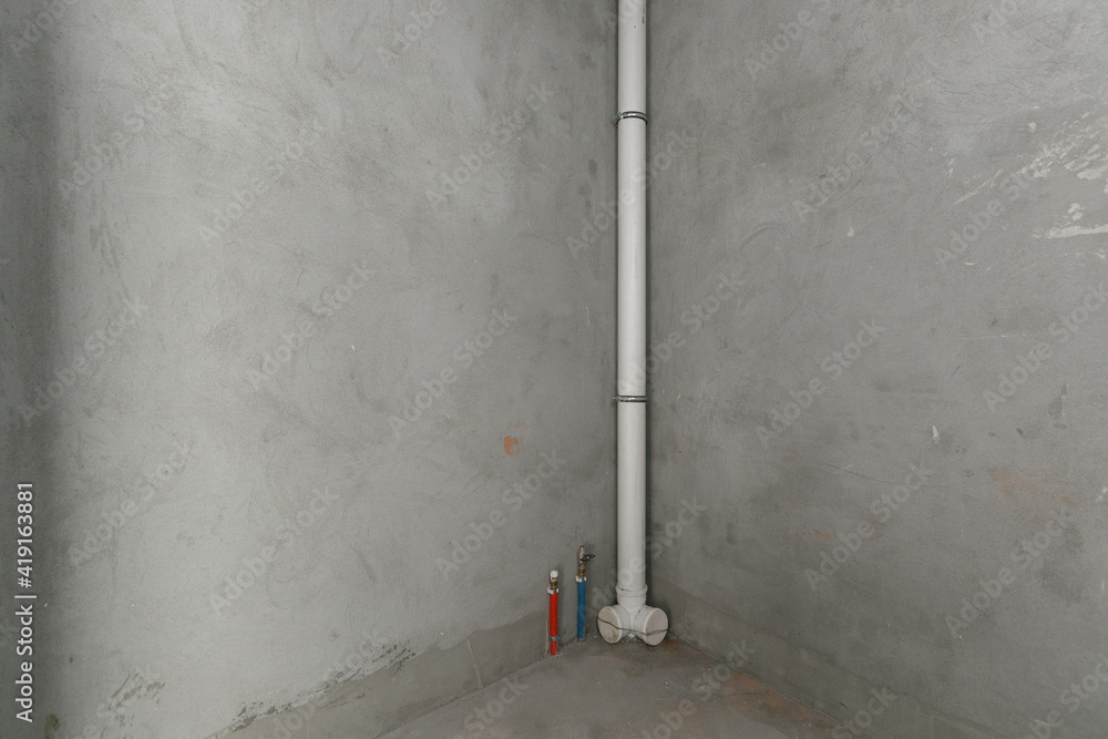 interior of the apartment without decoration in gray colors. rough finish interior of the apartment without decoration in gray colors. rough finish