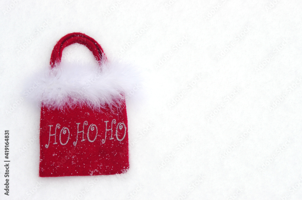 custom made wallpaper toronto digitalcute red Santa gift bag on white snow background with copy space