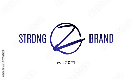 abstract, strong, rough letter Z or number 2 logo design with gradient color and dummy text. editable vector