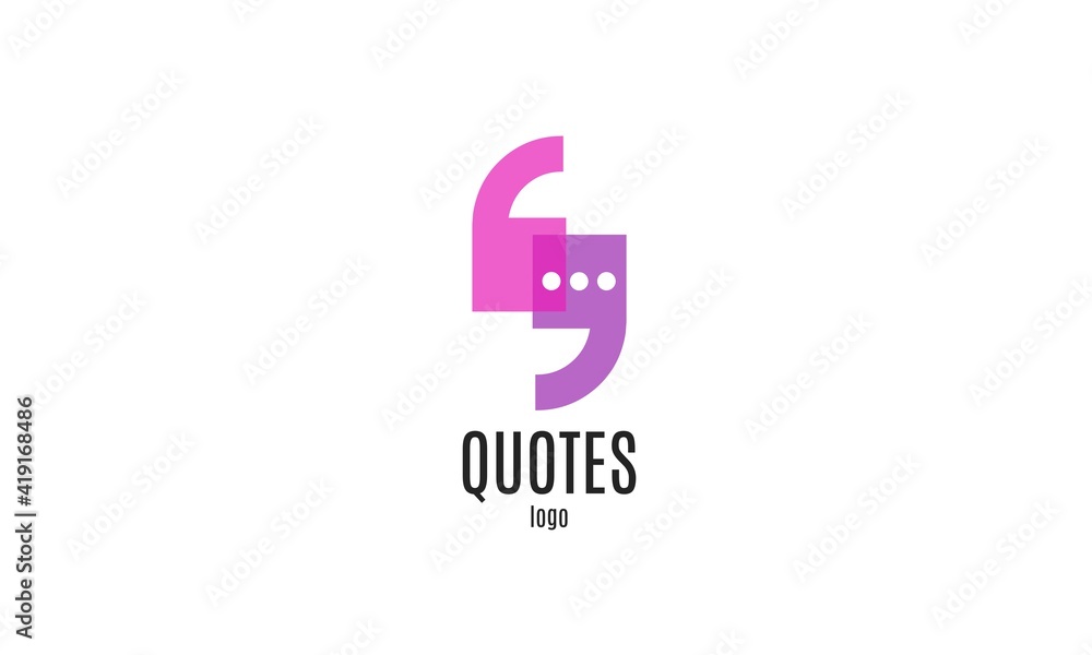 modern, simple and clean quotes logo design with trendy color