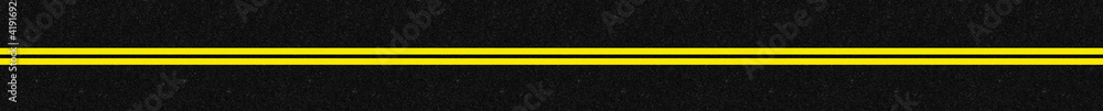 bandes jaunes doubles sur asphalte 