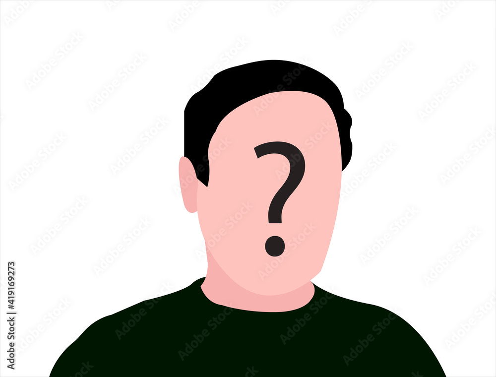 Unknown person concept. Human head with no face and question mark. Anonymous person Unknown person concept. Human head with no face and question mark. Anonymous person