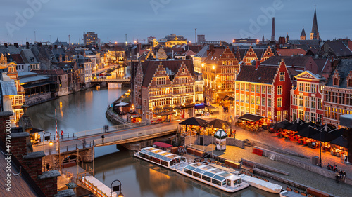 Ghent, Belgium Old Town Skyline photo